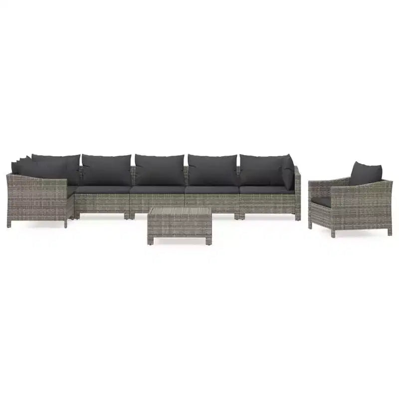 vidaXL Garden Lounge Set Grey PE rattan, Powder-Coated Steel Large