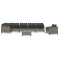 vidaXL Garden Lounge Set Grey PE rattan, Powder-Coated Steel Large