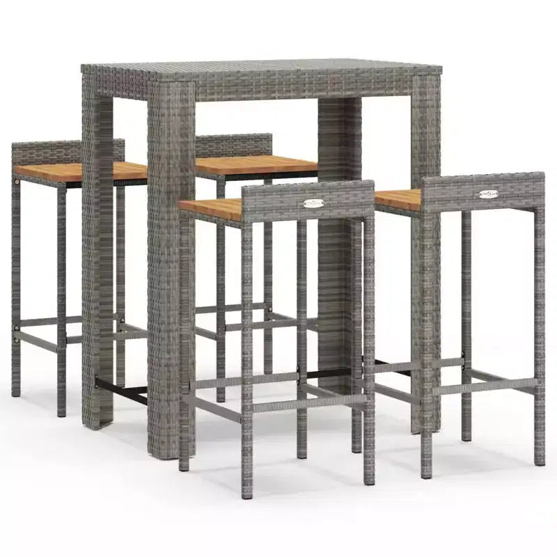 vidaXL Garden Bar Set Poly Rattan Medium Durable Bar Table Set