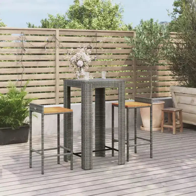 Ensemble de bar de jardin vidaXL en polyrotin, table de bar résistante de taille moyenne