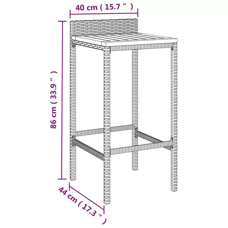 Ensemble de bar de jardin vidaXL en polyrotin, table de bar résistante de taille moyenne