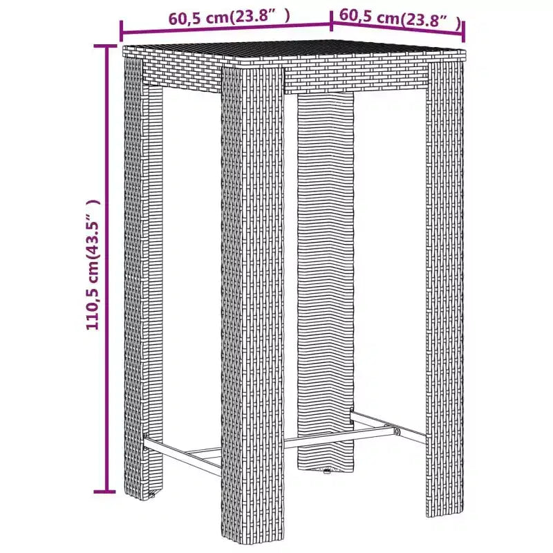 Ensemble de bar de jardin vidaXL en polyrotin, table de bar résistante de taille moyenne