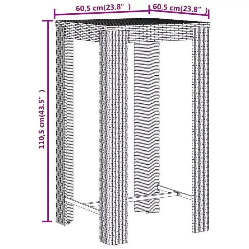 Ensemble de bar de jardin vidaXL en polyrotin, table de bar résistante de taille moyenne