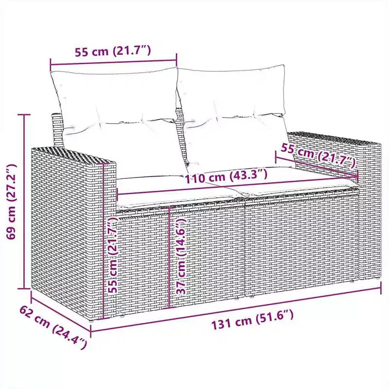 vidaXL Garden Sofa Set PE Rattan Large UV-resistant materials