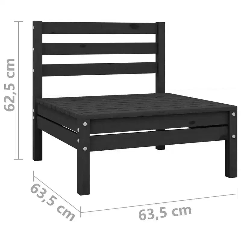 vidaXL Garden Lounge Set Black Solid pinewood Modular Garden Lounge Set