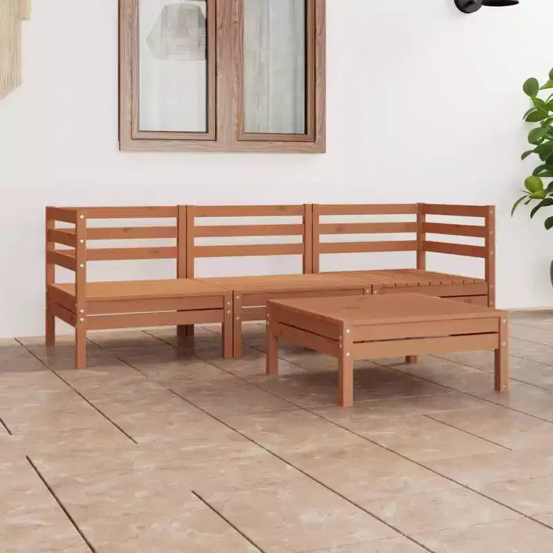 vidaXL Garden Lounge Set Black Solid pinewood Modular Garden Lounge Set