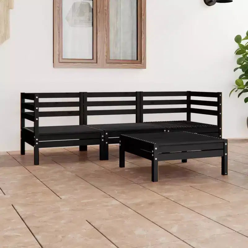 vidaXL Garden Lounge Set Black Solid pinewood Modular Garden Lounge Set