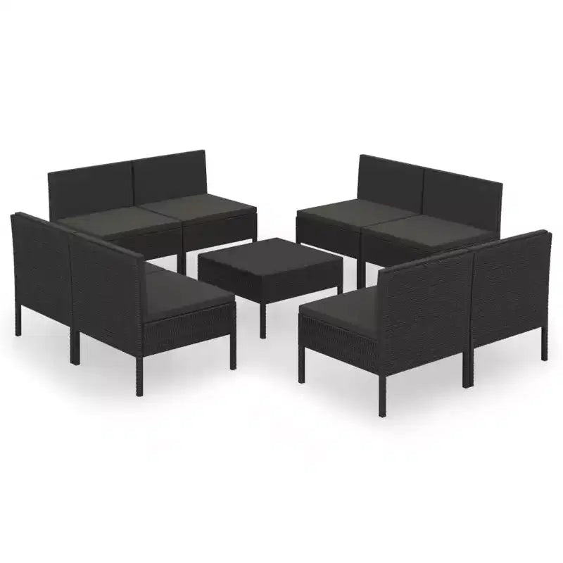 vidaXL Garden Lounge Set Black PE rattan Modular Garden Lounge Set