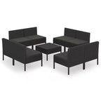 vidaXL Garden Lounge Set Black PE rattan Modular Garden Lounge Set