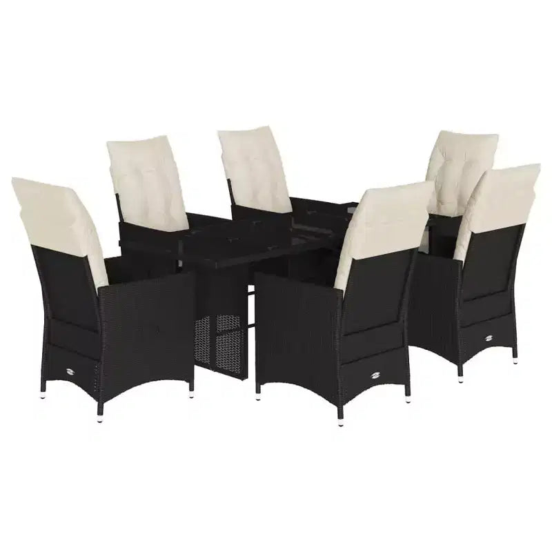 vidaXL Garden Dining Set Black, Cream White
