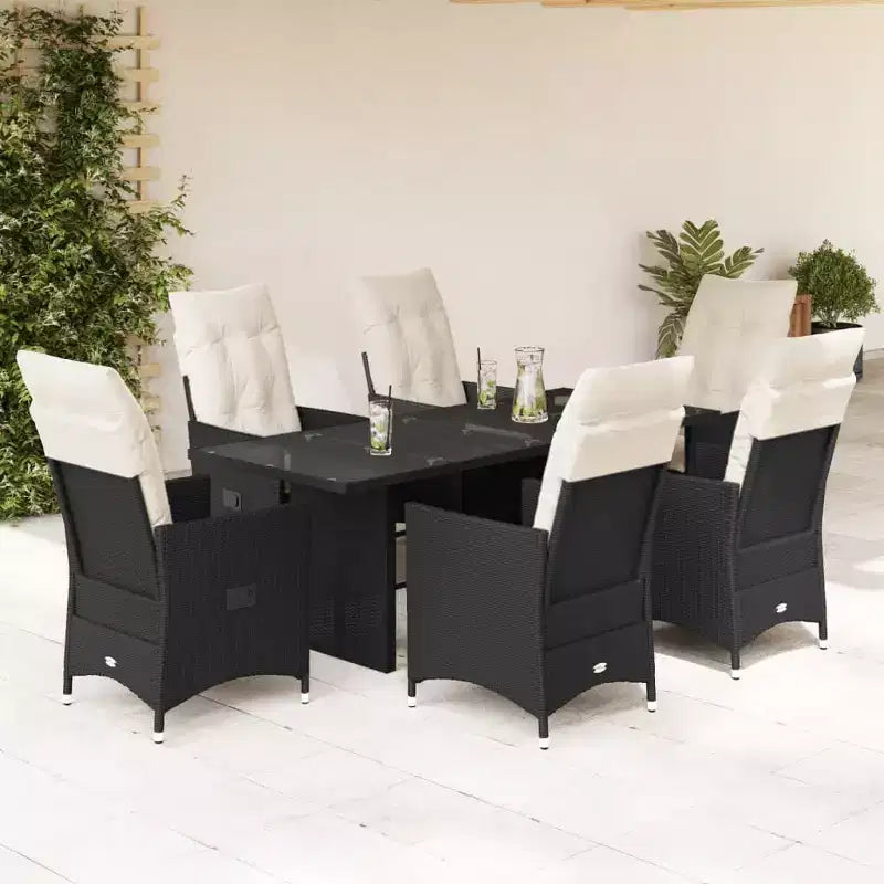 vidaXL Garden Dining Set Black, Cream White