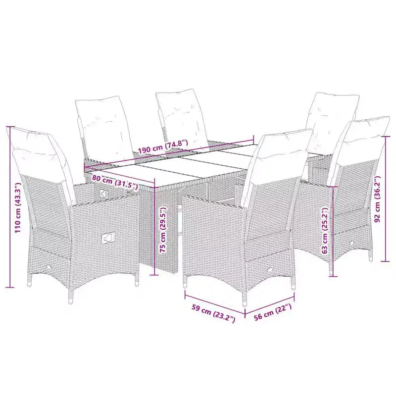 vidaXL Garden Dining Set Black, Cream White