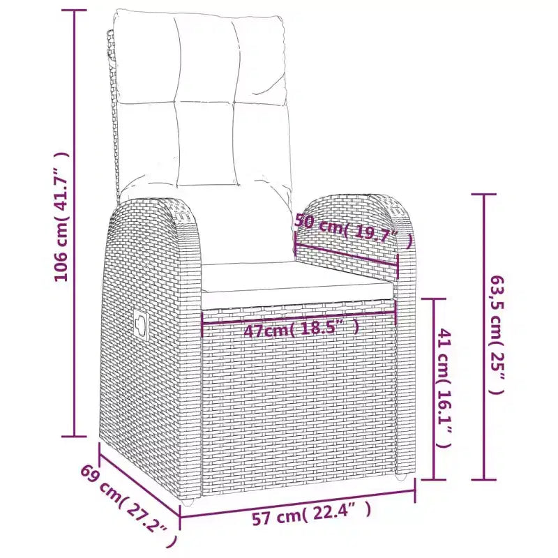 vidaXL Garden Dining Set Black PE rattan 10-seater Adjustable Armrests