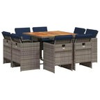 vidaXL Patio Dining Set Set of 8 Gray and Navy Blue