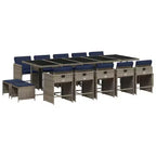vidaXL Patio Dining Set Set of 14 Gray, Navy Blue