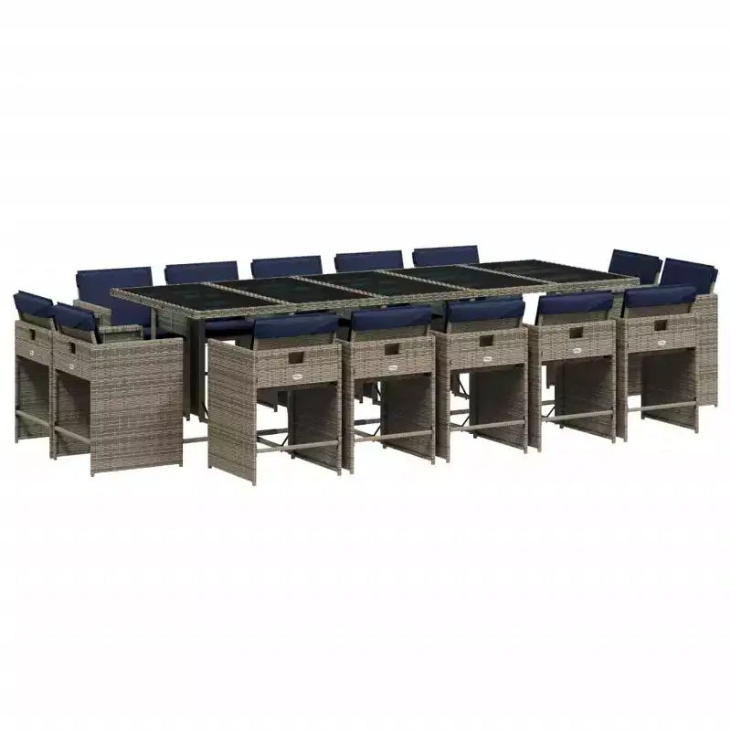 vidaXL Patio Dining Set Set of 14 Gray