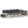 vidaXL Patio Dining Set Set of 14 Grey, Navy Blue