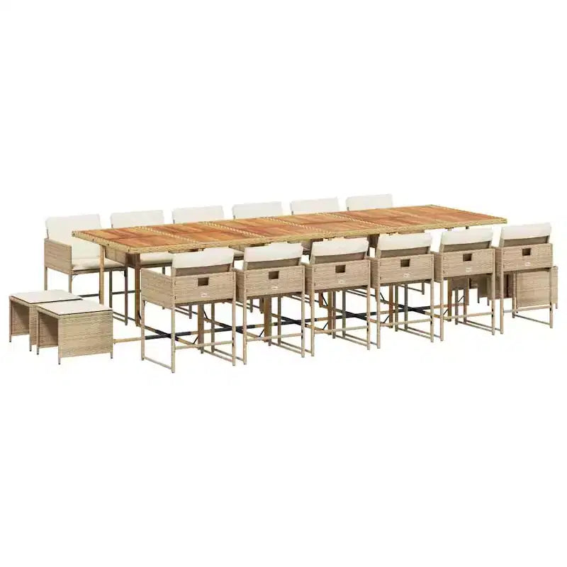 vidaXL Garden Dining Set Beige, Brown