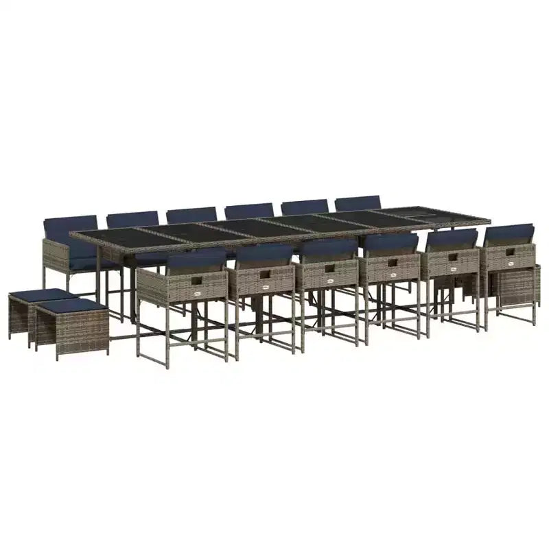 vidaXL Patio Dining Set Set of 16 Grey
