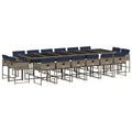vidaXL Patio Dining Set Set of 16 Gray PE rattan Large Foldable
