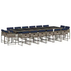 vidaXL Patio Dining Set Set of 16 Gray PE rattan Large Foldable