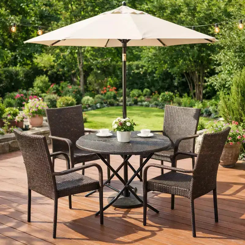 PE Wicker Stacking Outdoor Chairs 4PCS Weather Resistant Seating for Patio Garden Deck and Poolside