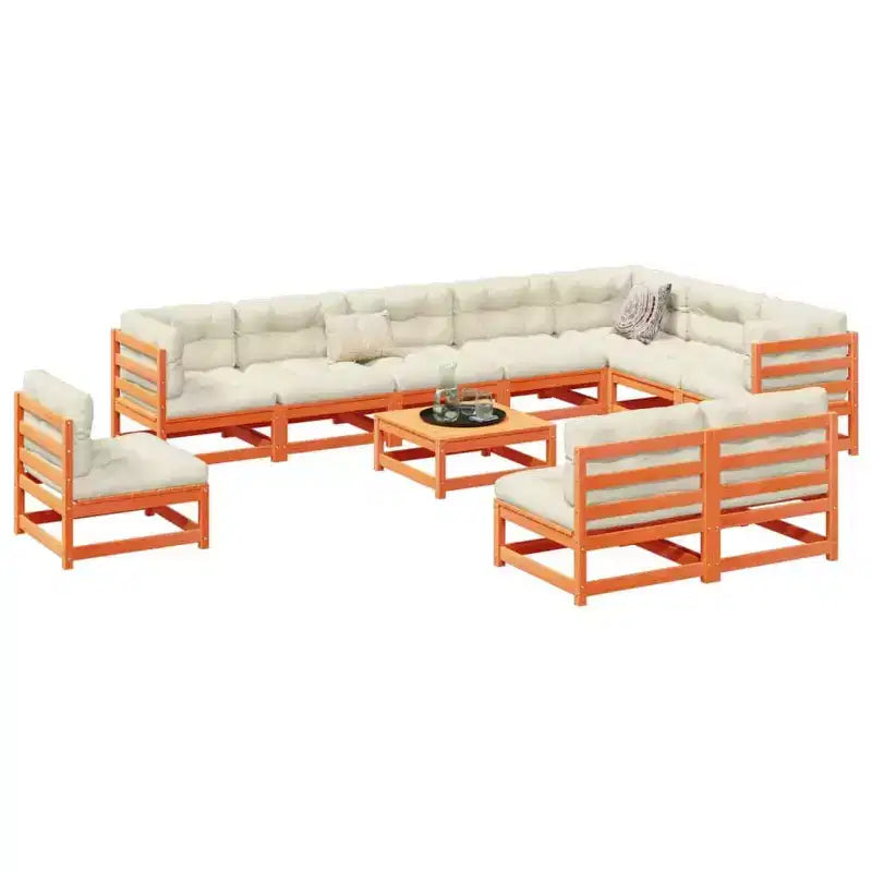 Ensemble de canapé de jardin vidaXL en pin massif ciré, grand modèle au design respirant
