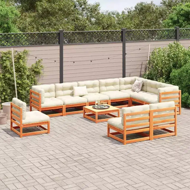 Ensemble de canapé de jardin vidaXL en pin massif ciré, grand modèle au design respirant