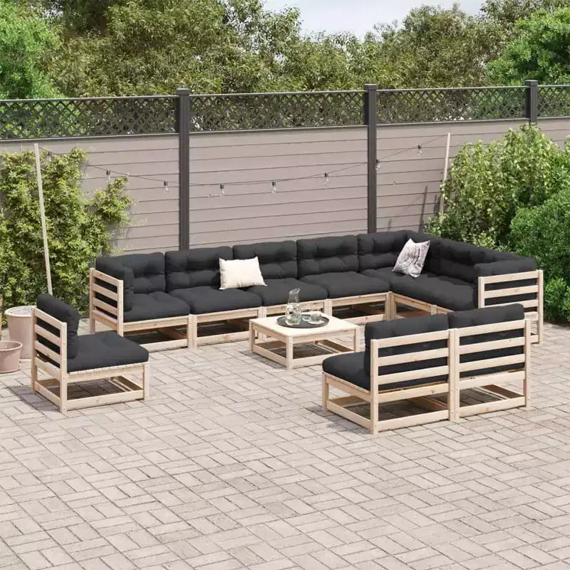 Ensemble de canapé de jardin vidaXL en pin massif ciré, grand modèle au design respirant