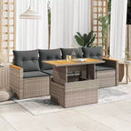 Ensemble de canapés de jardin vidaXL en polyrotin, 5 pièces, modulaire