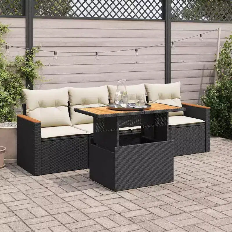 Ensemble de canapés de jardin vidaXL en polyrotin, 5 pièces, modulaire