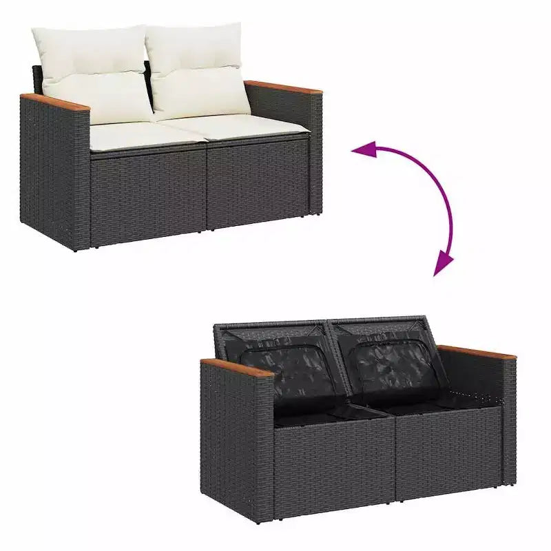 Ensemble de canapés de jardin vidaXL en polyrotin, 5 pièces, modulaire