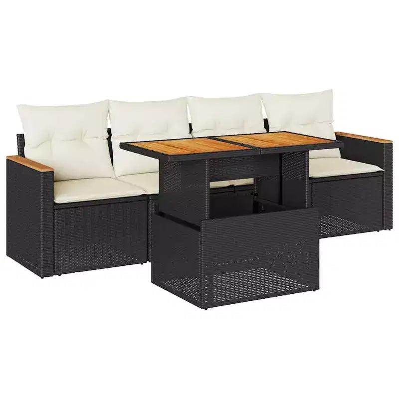 Ensemble de canapés de jardin vidaXL en polyrotin, 5 pièces, modulaire