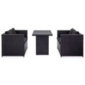 vidaXL Patio Sofa Set Set of 3 Black PE Rattan 3-Piece Set