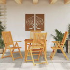 vidaXL Ensemble repas de jardin marron en bois d’acacia massif, moyen, pliable