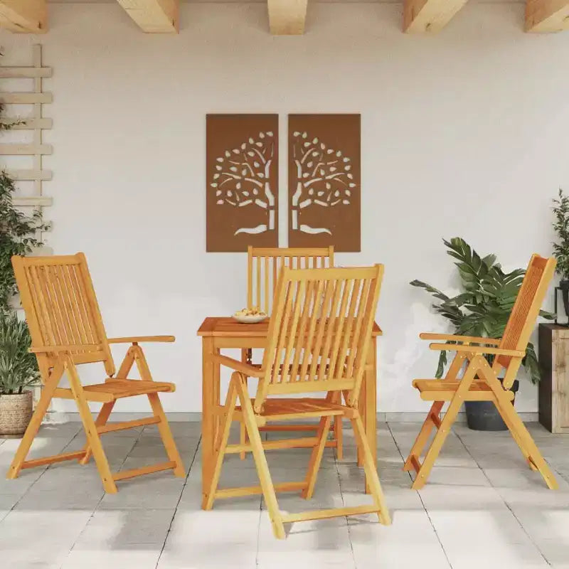 vidaXL Ensemble repas de jardin marron en bois d’acacia massif, moyen, pliable