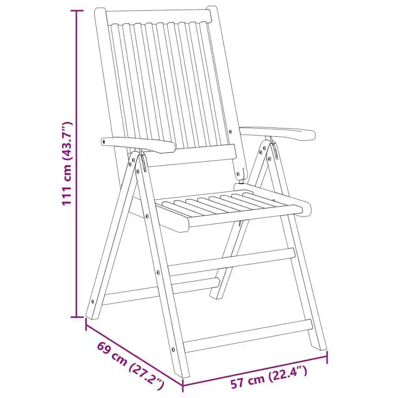 vidaXL Ensemble repas de jardin marron en bois d’acacia massif, moyen, pliable