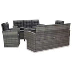 vidaXL Dining Set Grey PE rattan Large Removable Covers