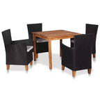vidaXL Patio Dining Set Set of 5 Black and brown