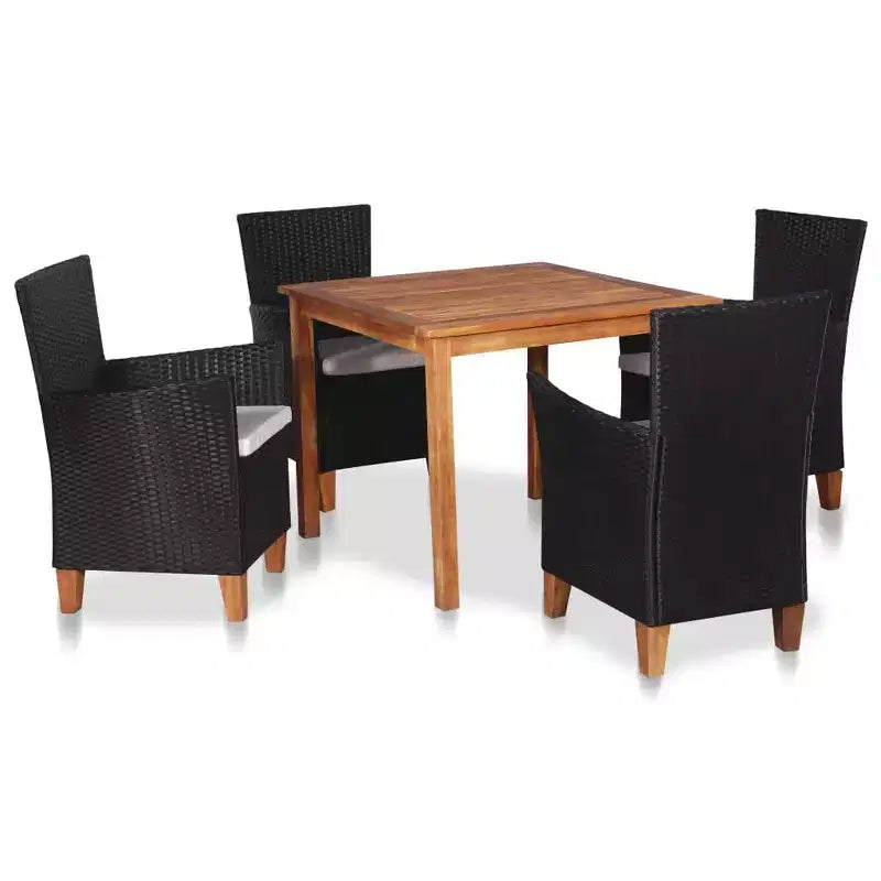 vidaXL Patio Dining Set Set of 5 Black and brown
