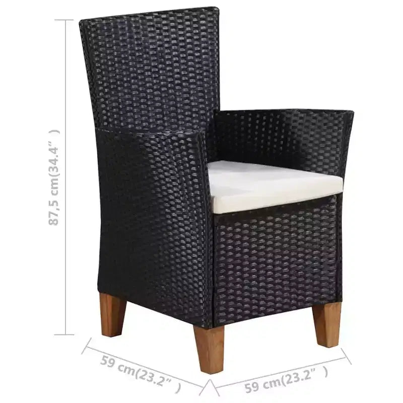 vidaXL Esszimmerset für die Terrasse, 5-teilig, Schwarz und Braun