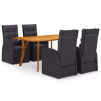 vidaXL 5 Piece Patio Dining Set Black