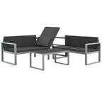 Mobilier d’extérieur vidaXL en aluminium noir thermolaqué, polyester et verre
