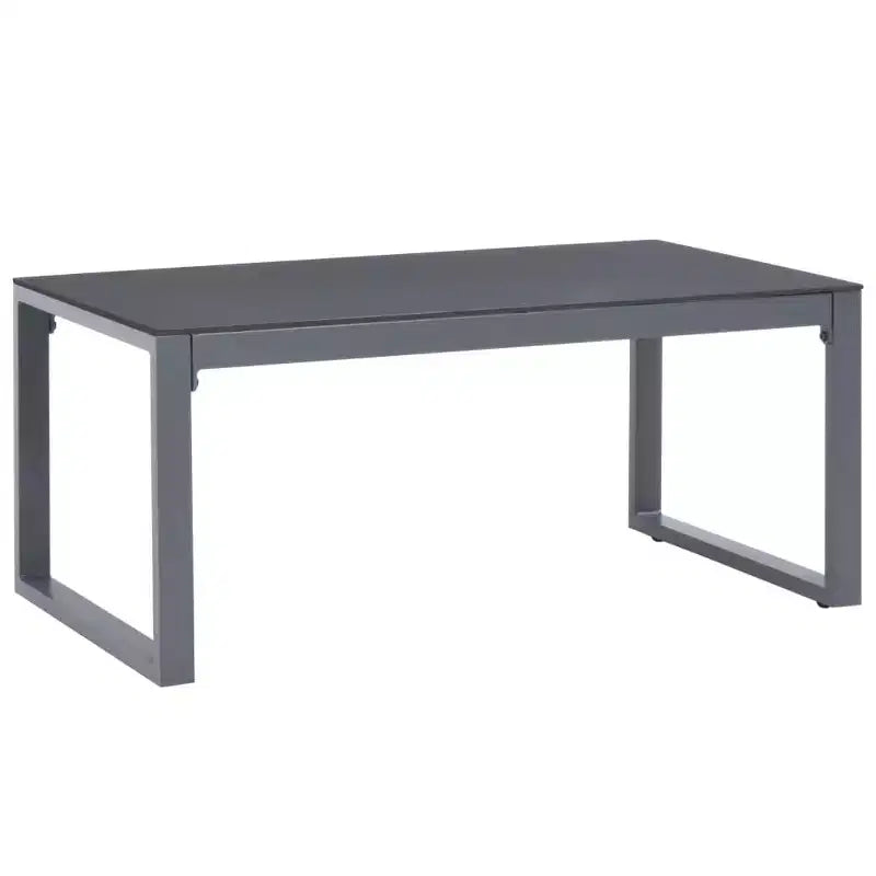 Mobilier d’extérieur vidaXL en aluminium noir thermolaqué, polyester et verre