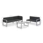 Mobilier d’extérieur vidaXL en aluminium noir thermolaqué, polyester et verre
