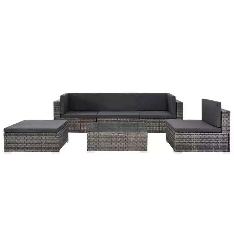 Ensemble de canapés vidaXL en rotin polyéthylène gris, 6 pièces, modulaire