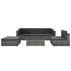 Ensemble de canapés vidaXL en rotin polyéthylène gris, 6 pièces, modulaire