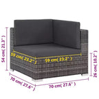 Ensemble de canapés vidaXL en rotin polyéthylène gris, 6 pièces, modulaire