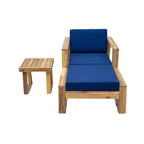Ensemble de fauteuil de détente et pouf d’extérieur GDFStudio Camille en bois d’acacia, avec coussins
