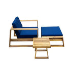 Ensemble de fauteuil de détente et pouf d’extérieur GDFStudio Camille en bois d’acacia, avec coussins
